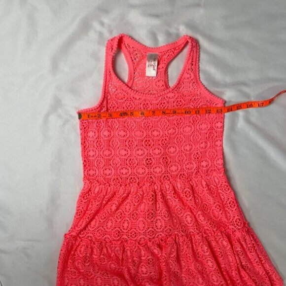 Cat & Jack Girls Size M Swim Cover up Open Knit Tank Dress Pink Orange - Picture 4 of 6